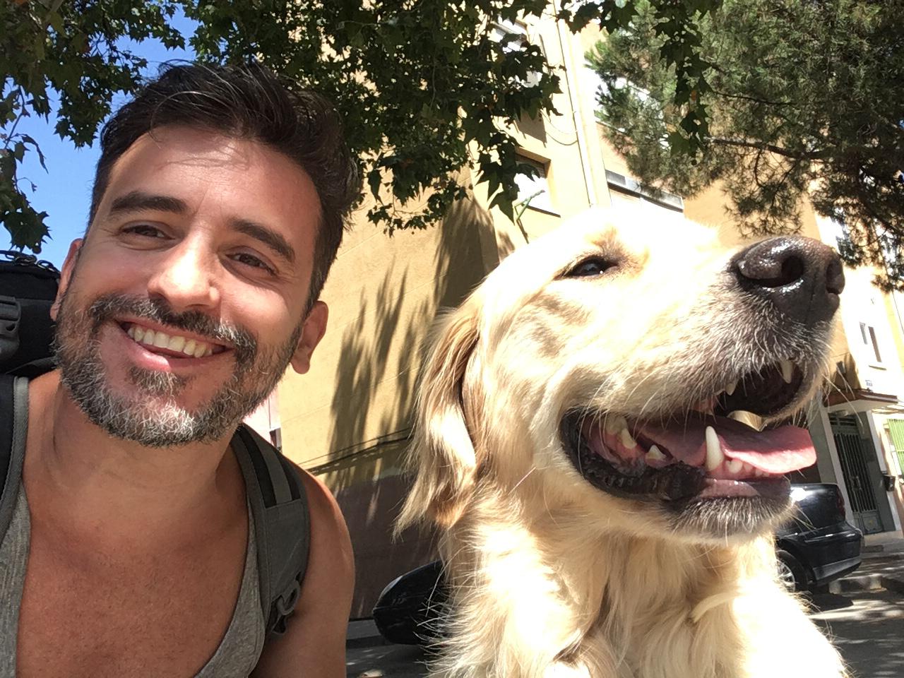 Perro señal junto a su usuario
